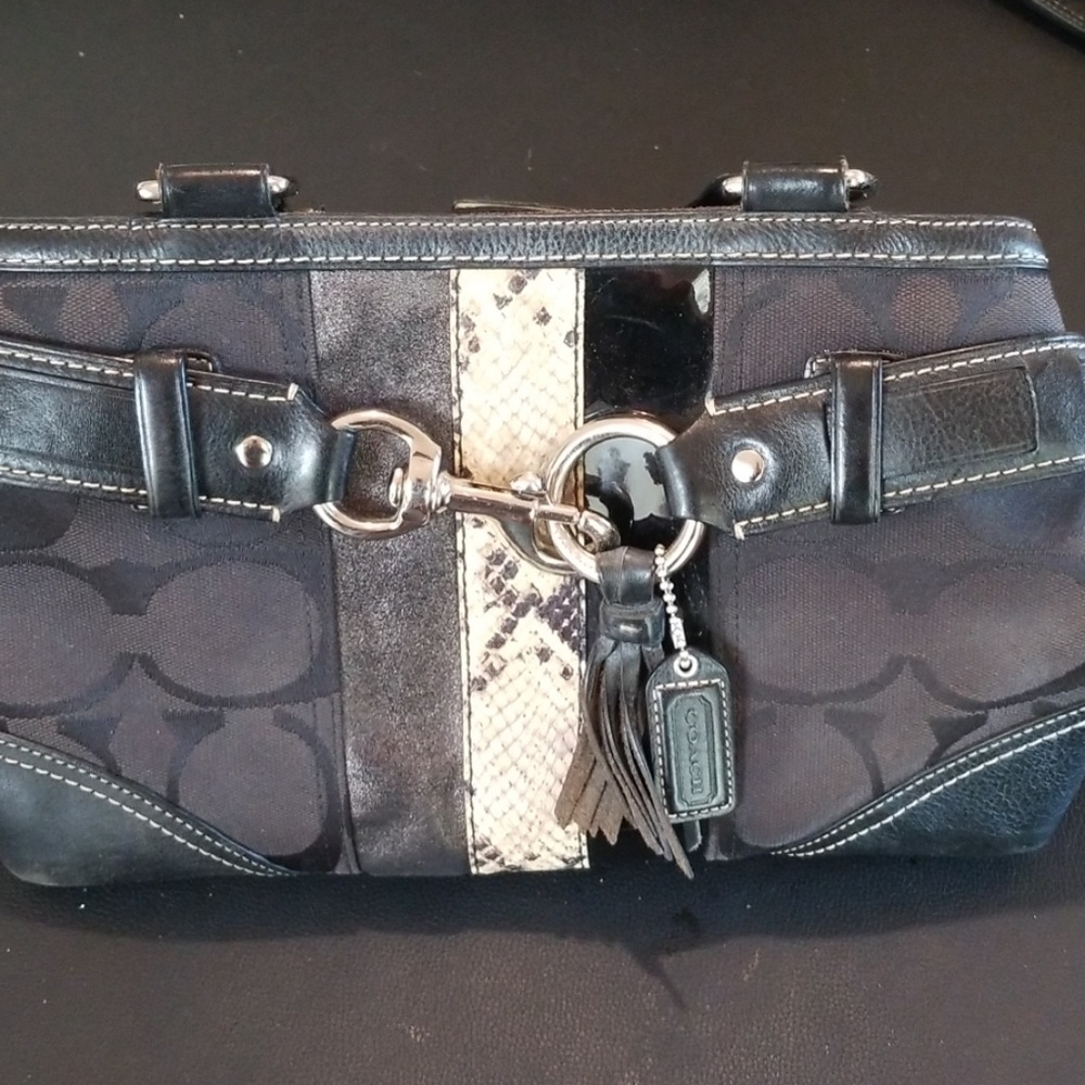 Coach purse with snakeskin accent